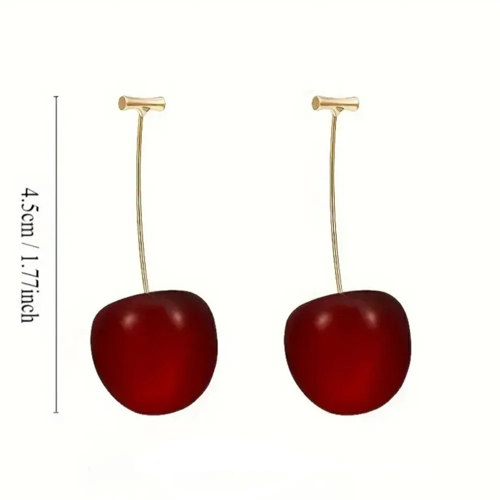 Cherry Earrings Red Fruit Fashion Jewelry Size 0.83''x1.7''